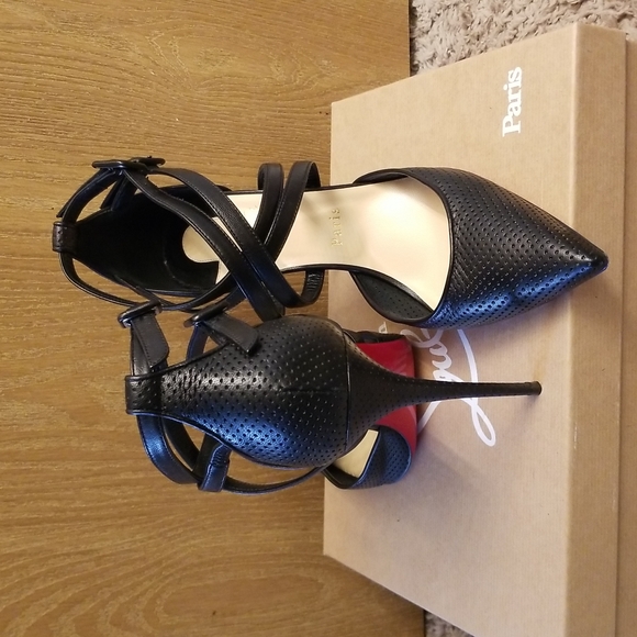 🔥Christian Louboutin authentic black perforated leather heels 🔥👠- Picture 2 of 4